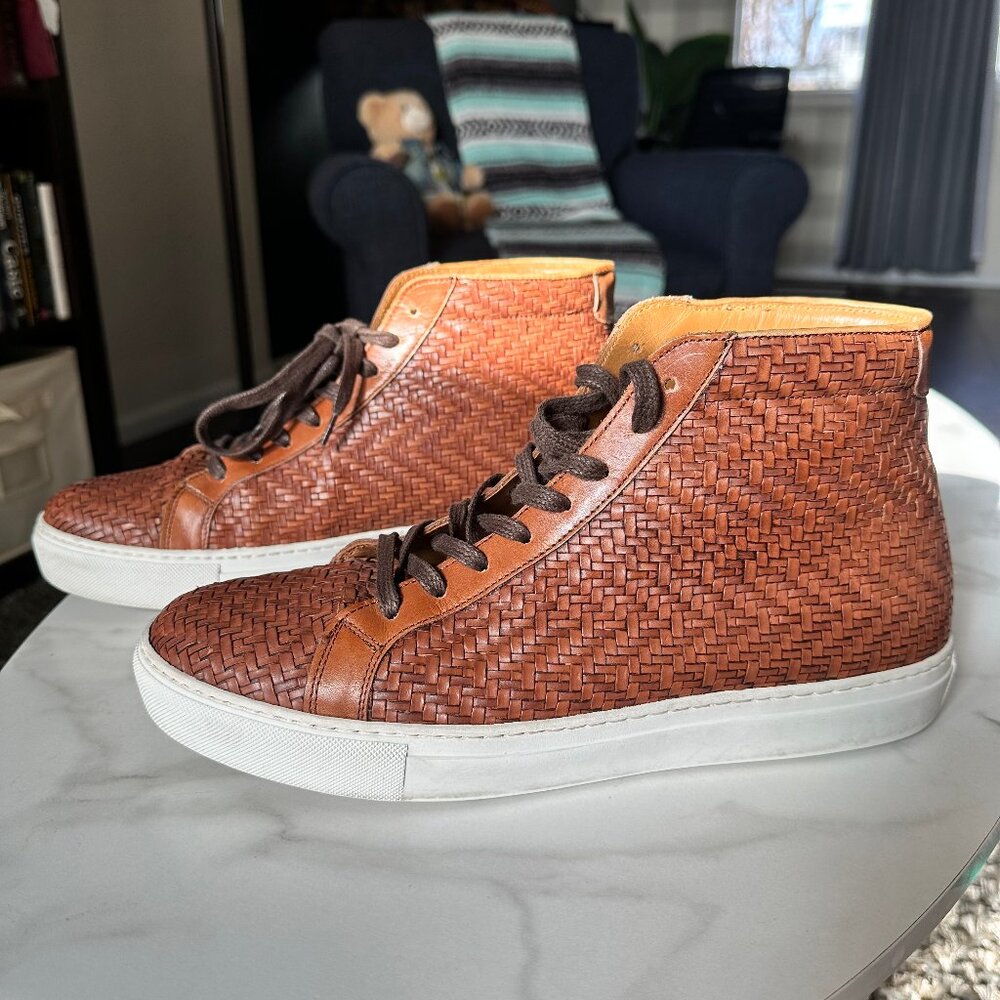Taft Men's Tan Woven High-Top Sneakers